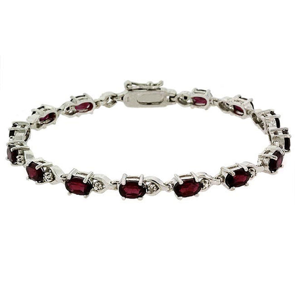 Garnet Bracelet With Diamond Accents in Sterling Silver