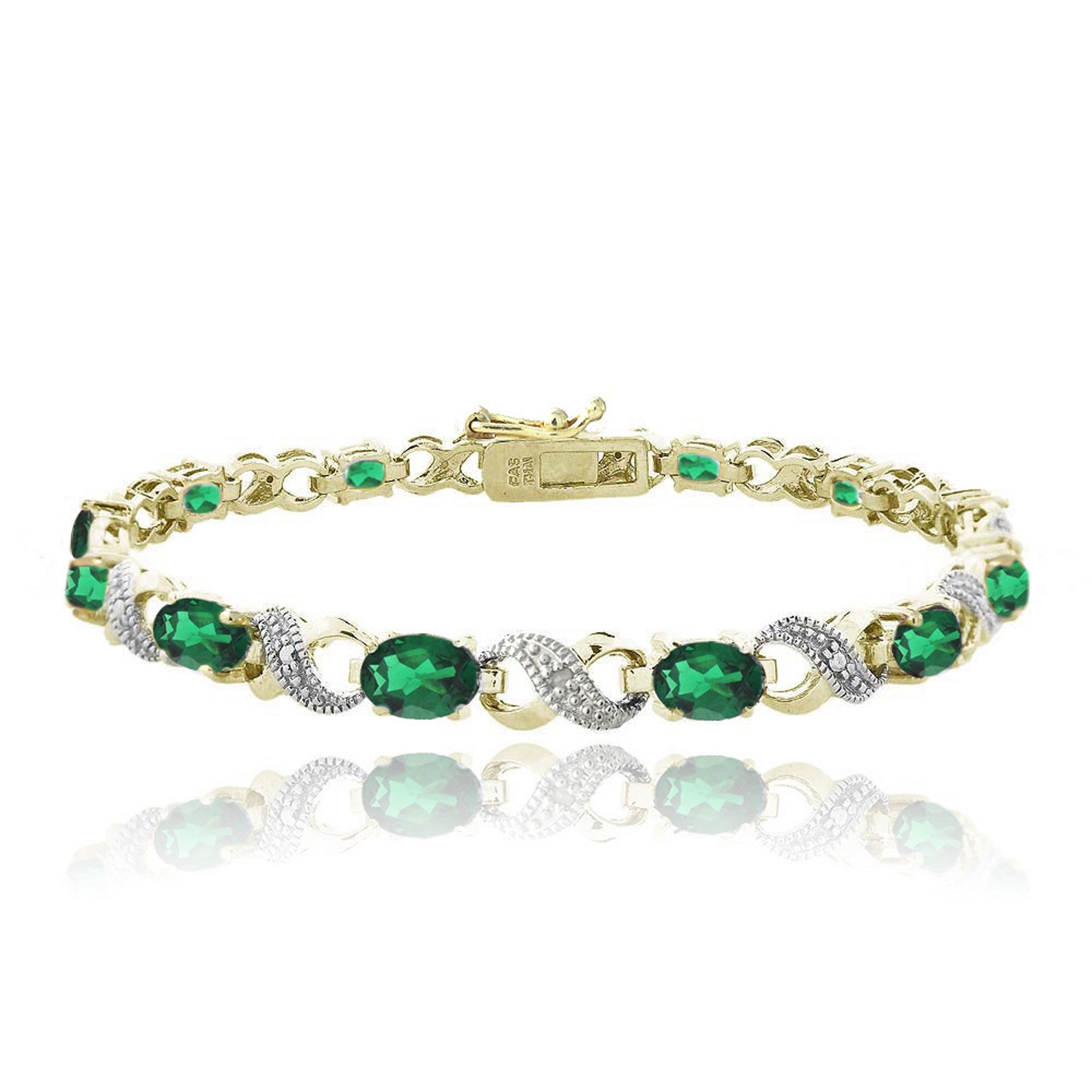 Infinity Link Bracelet With Diamond & Gem Accents - Created Emerald