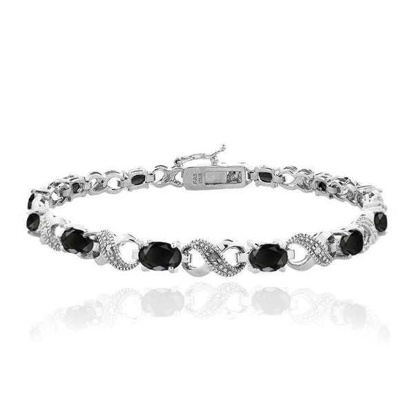 Infinity Link Bracelet With Diamond & Gem Accents - Sapphire
