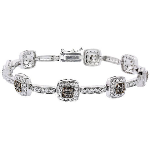 2/5 Carat Diamond Linked Bracelet in Sterling Silver - Brown Diamond