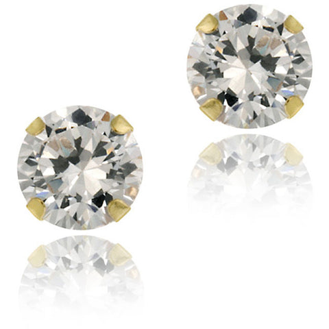 14k Gold Round Cubic Zirconia Butterfly Clasp Stud Earrings - 5mm