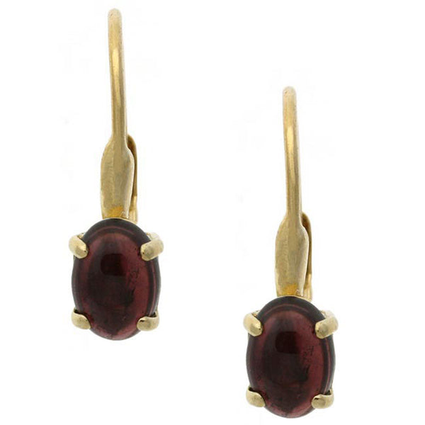 18k Gold Over Silver Leverback Garnet Earrings