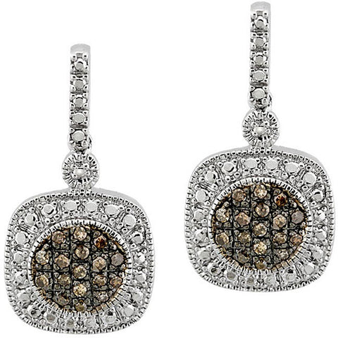Brown Diamond Accented Sterling Silver Dangle Earrings