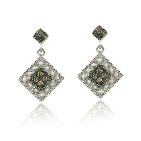 Brown Diamond Accented Sterling Silver Earrings