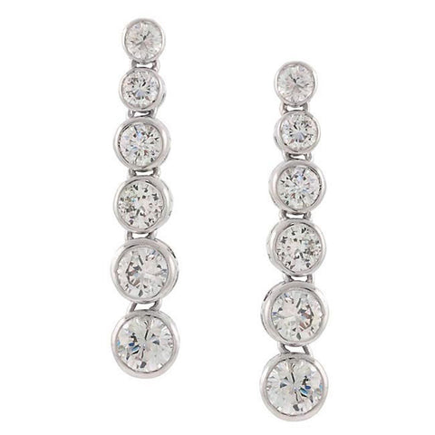 Cubic Zirconia Accent Sterling Silver Journey of Life Dangle Earrings