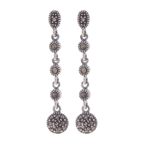 Marcasite Accented Sterling Silver Butterfly Clasp Dangle Earrings