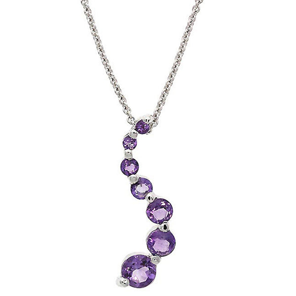 Gemstone 18 Inch Cable Chained Journey Necklace - Silver / Amethyst