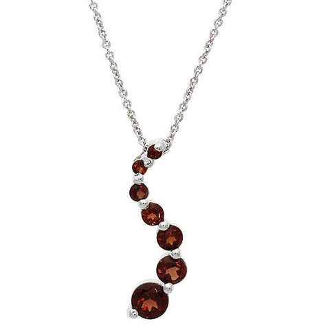 Gemstone 18 Inch Cable Chained Journey Necklace - Silver / Garnet