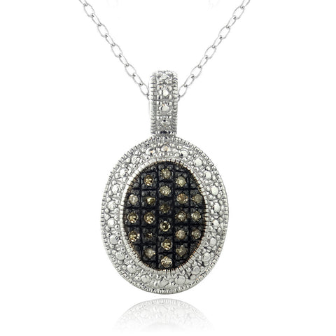 Brown Diamond Sterling Silver Oval Necklace