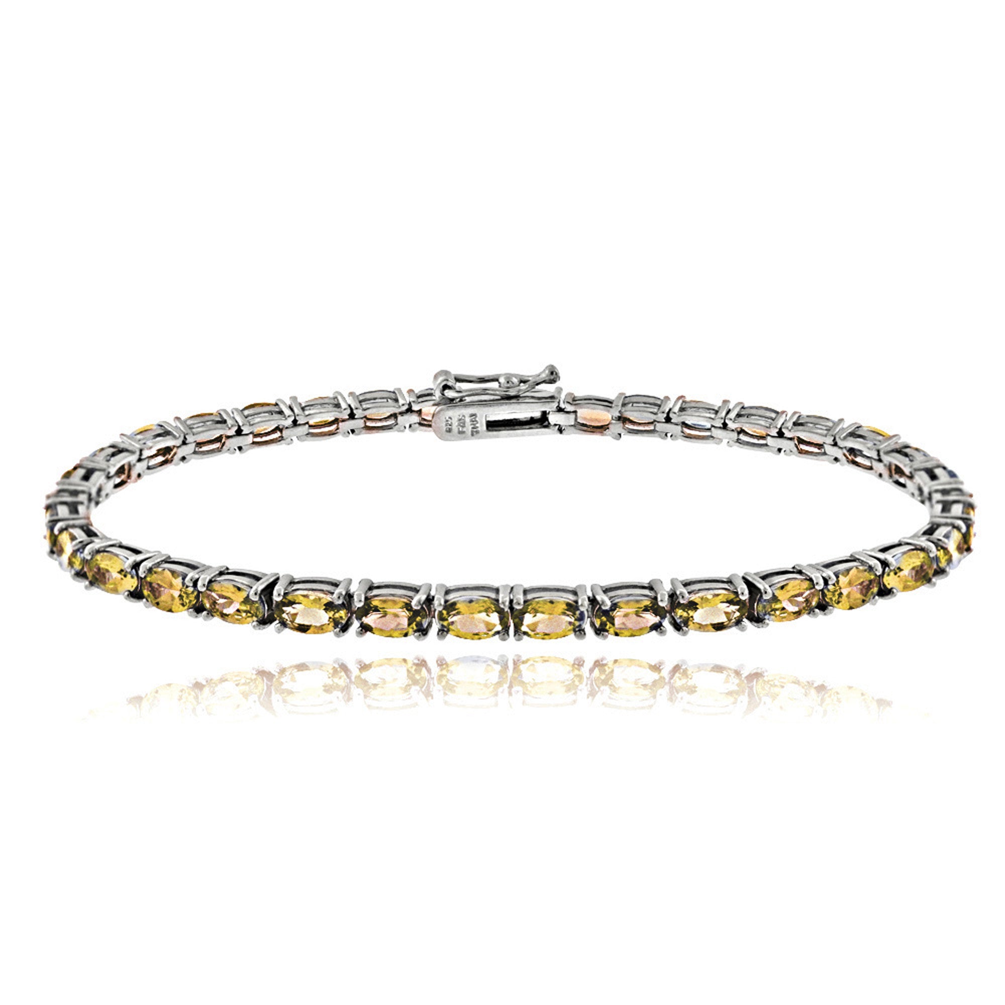 Birthstone Tennis Bracelet With CZ & Gem Accents in Sterling Silver - November Citrine