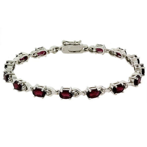 Garnet Bracelet With Diamond Accents in Sterling Silver