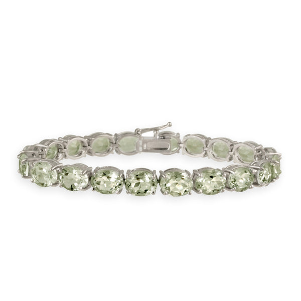 Gemstone Charm Bracelet With Clasp Fastening - Sterling Silver / Green Amethyst