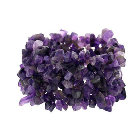 Gemstone Accented Slip-On Style Bracelet - Amethyst