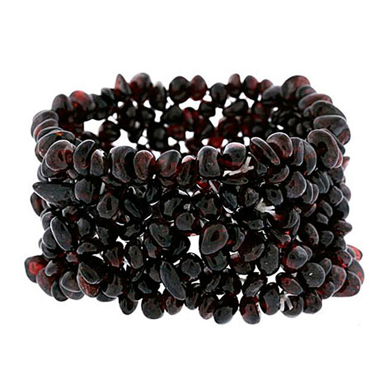Gemstone Accented Slip-On Style Bracelet - Garnet