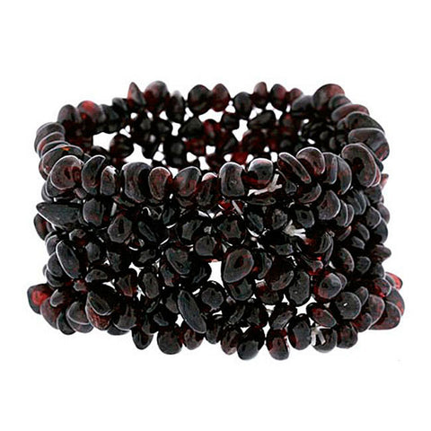 Gemstone Accented Slip-On Style Bracelet - Garnet