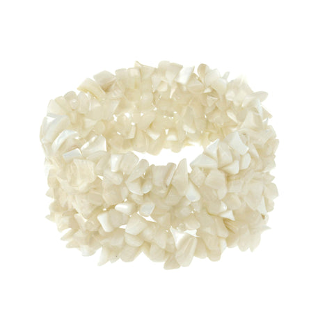 Gemstone Accented Slip-On Style Bracelet - Mother of Pearl