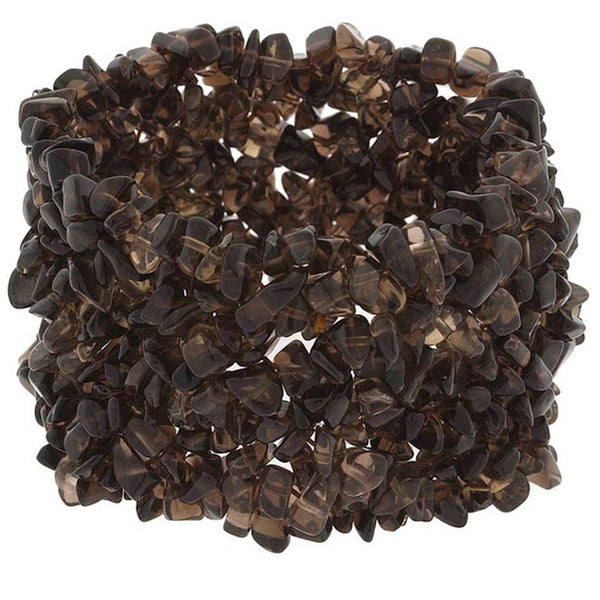 Gemstone Accented Slip-On Style Bracelet - Smokey Quartz