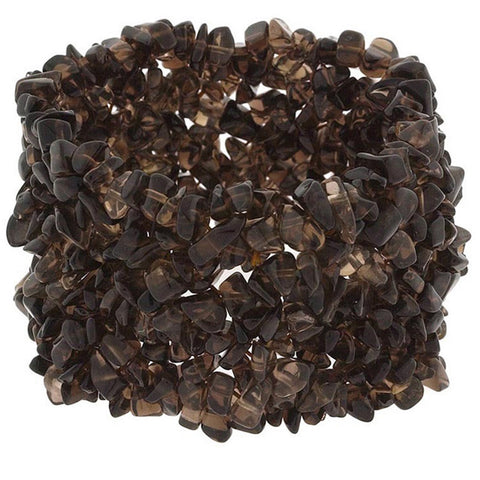 Gemstone Accented Slip-On Style Bracelet - Smokey Quartz