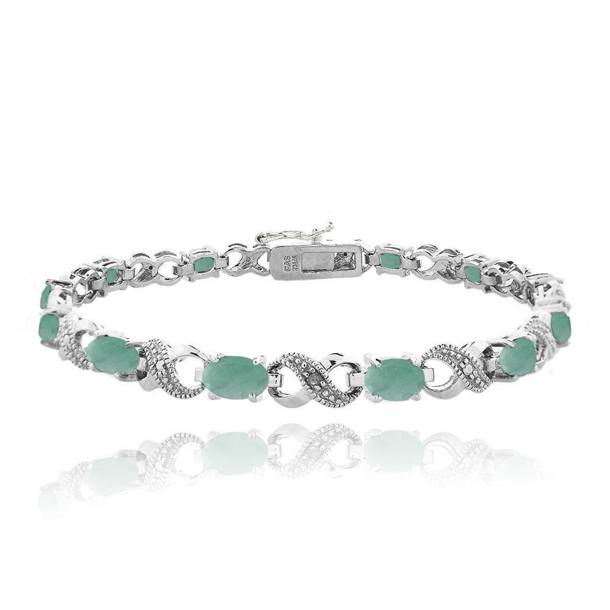Infinity Link Bracelet With Diamond & Gem Accents - Emerald