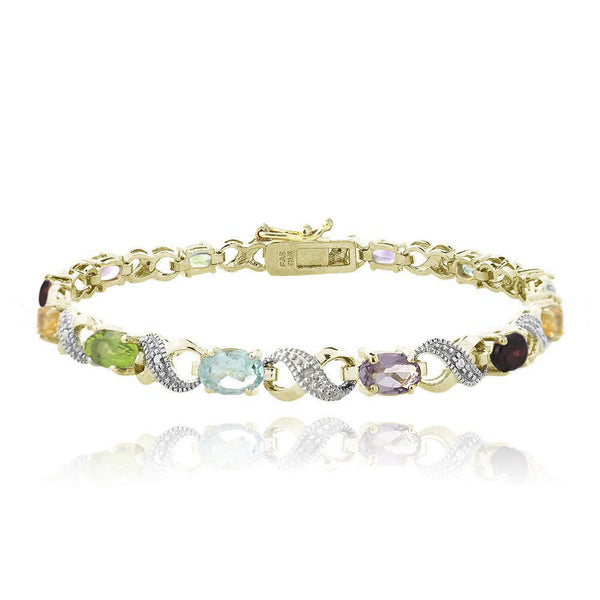 Infinity Link Bracelet With Diamond & Gem Accents - Multi
