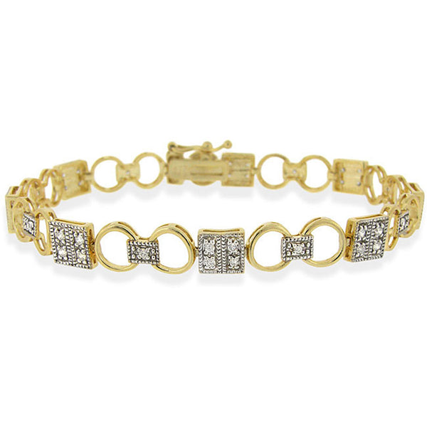 24k Goldplated Sterling Silver Bracelet With Cubic Zirconia Accents