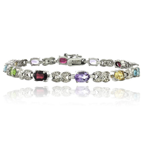 24k Goldplated Silver Bracelet With Gemstone Accents