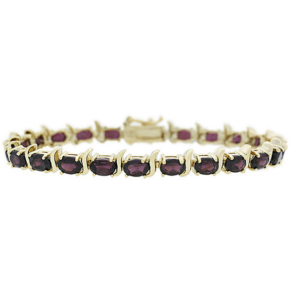 18k Gold Over Sterling Silver Garnet Linked Bracelet