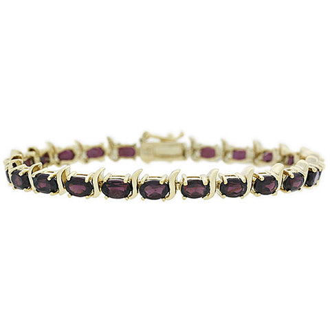 18k Gold Over Sterling Silver Garnet Linked Bracelet