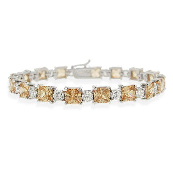 Champagne Cubic Zirconia Accented Bracelet in Sterling Silver