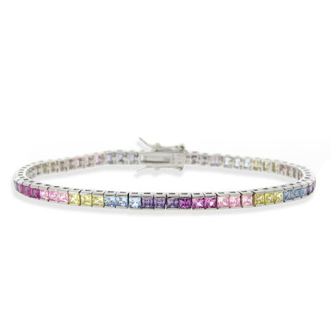Cubic Zirconia Accented Bracelet in Sterling Silver - Multicoloured