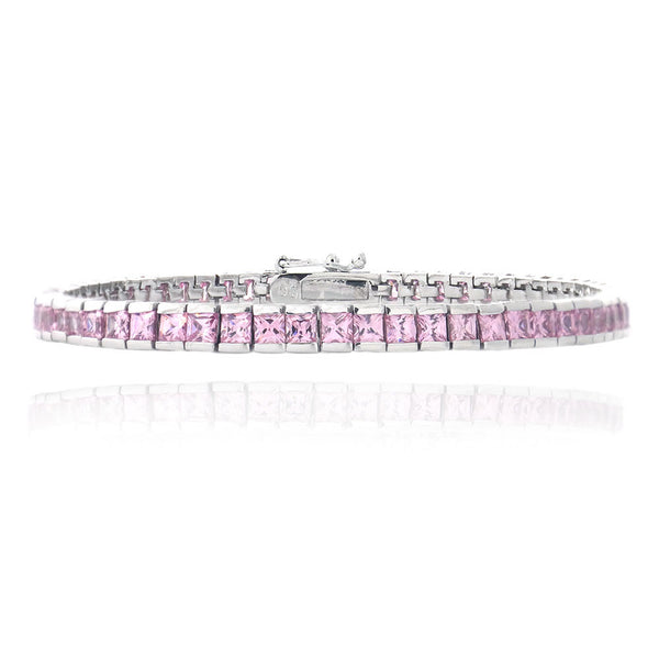 Cubic Zirconia Accented Bracelet in Sterling Silver - Pink