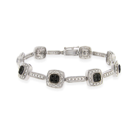 2/5 Carat Diamond Linked Bracelet in Sterling Silver - Black Diamond