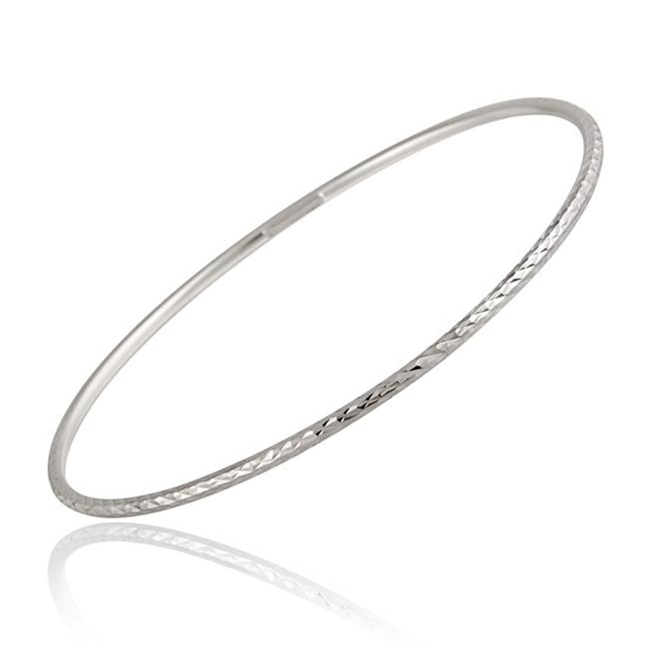 Diamond Cut Bangle Bracelet in Sterling Silver