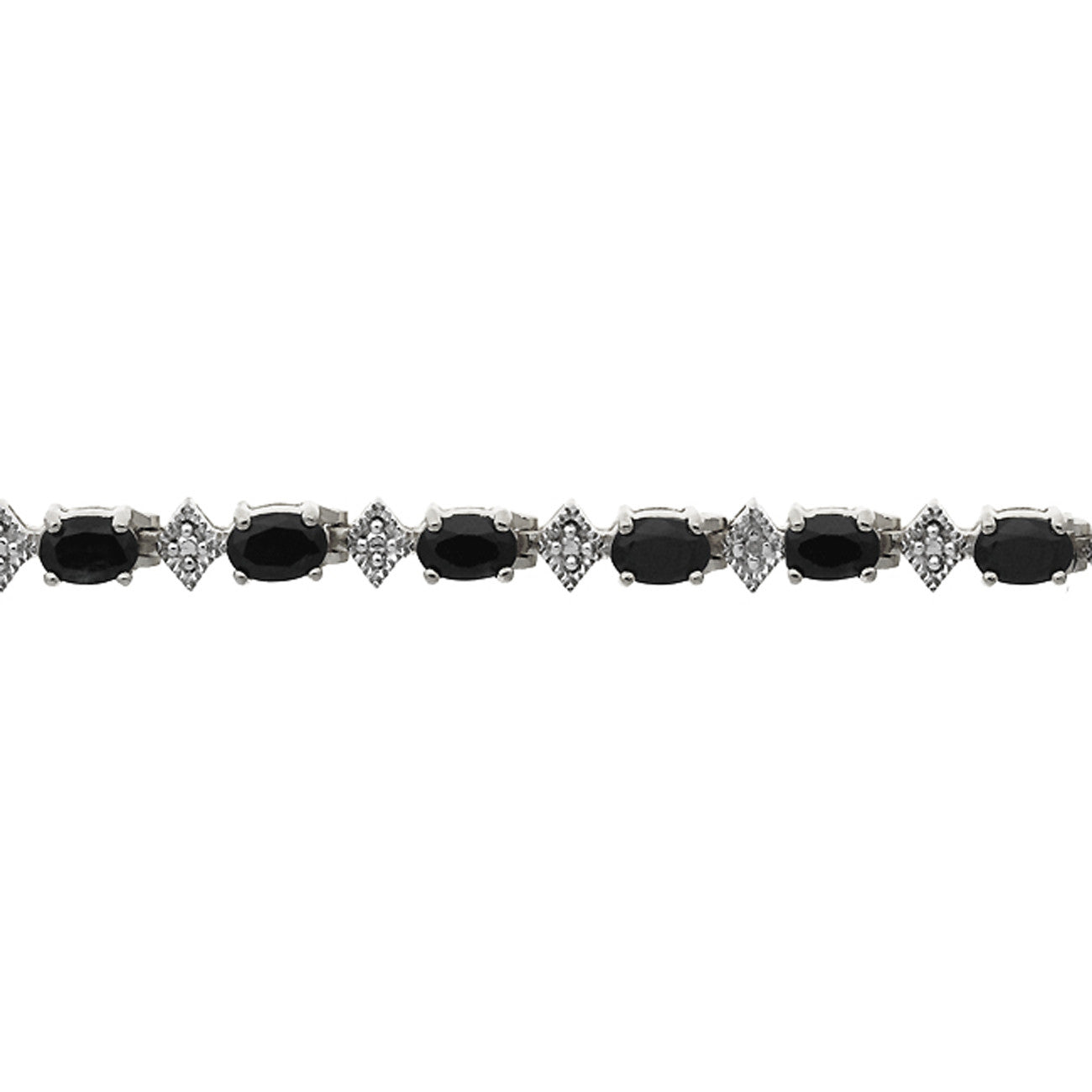 Diamond Sapphire Tennis Bracelet In Sterling Silver