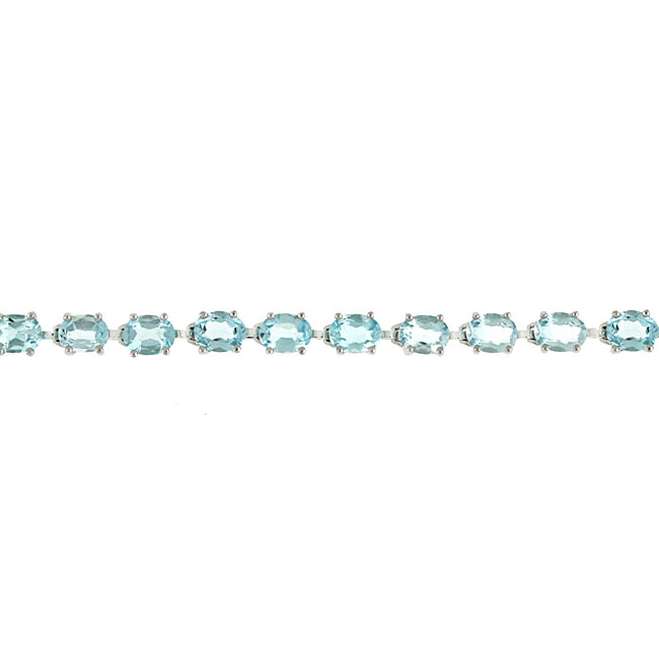 Blue Topaz Gemstone Linked Bracelet in Sterling Silver