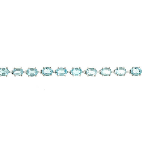 Blue Topaz Gemstone Linked Bracelet in Sterling Silver