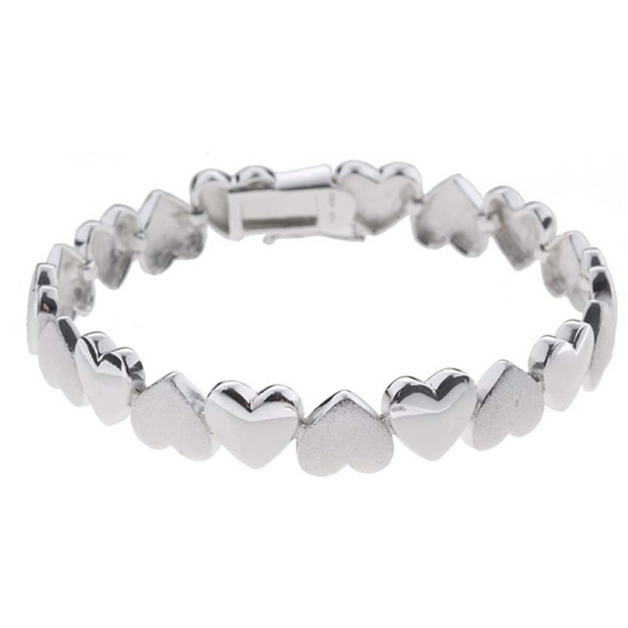 Heart Linked Bracelet in Sterling Silver