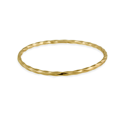 18k Gold Over Silver Twisted Style Bangle Bracelet With Diamond Cut Finish