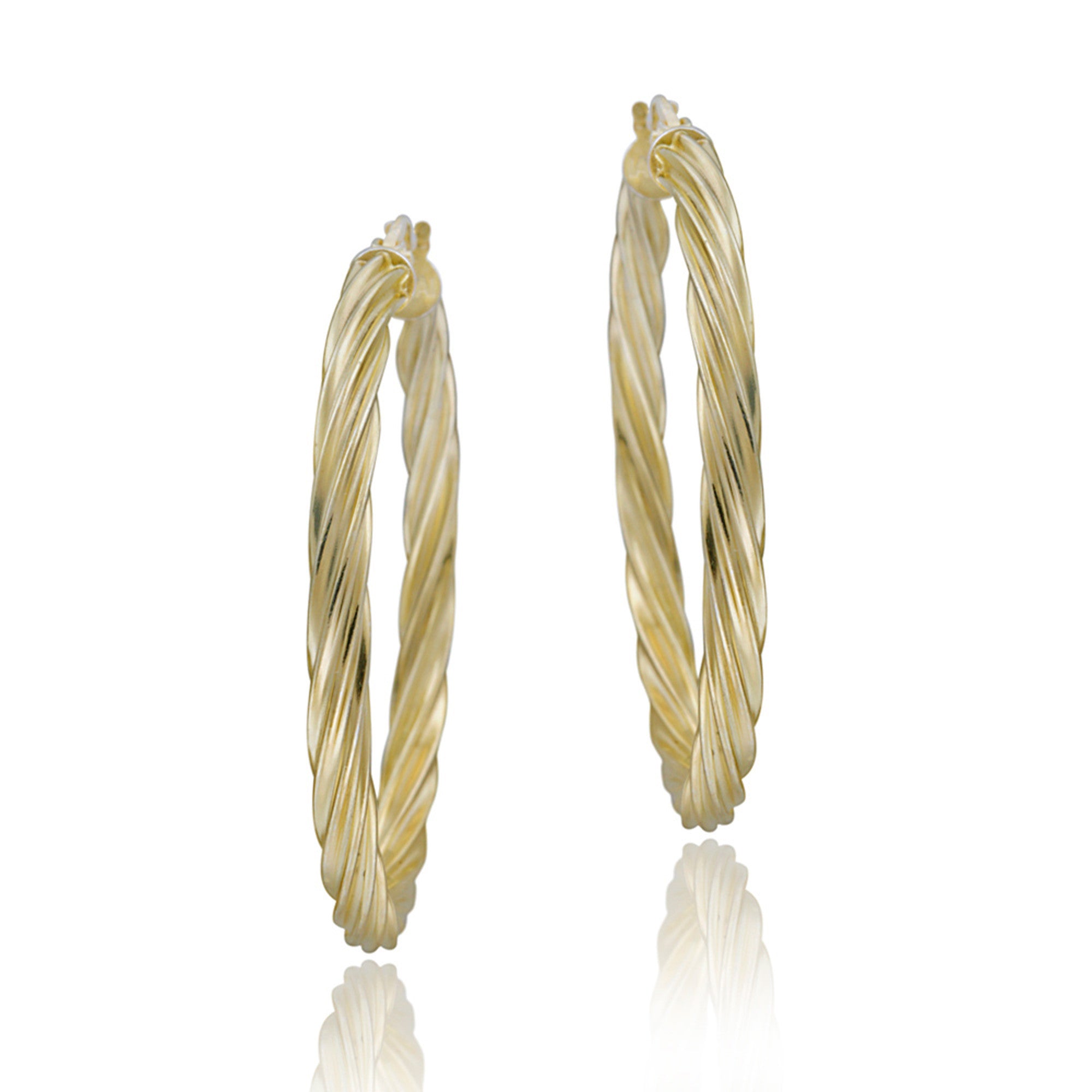 18k Gold Over Sterling Silver Corrugated Saddleback Hoop Earrings