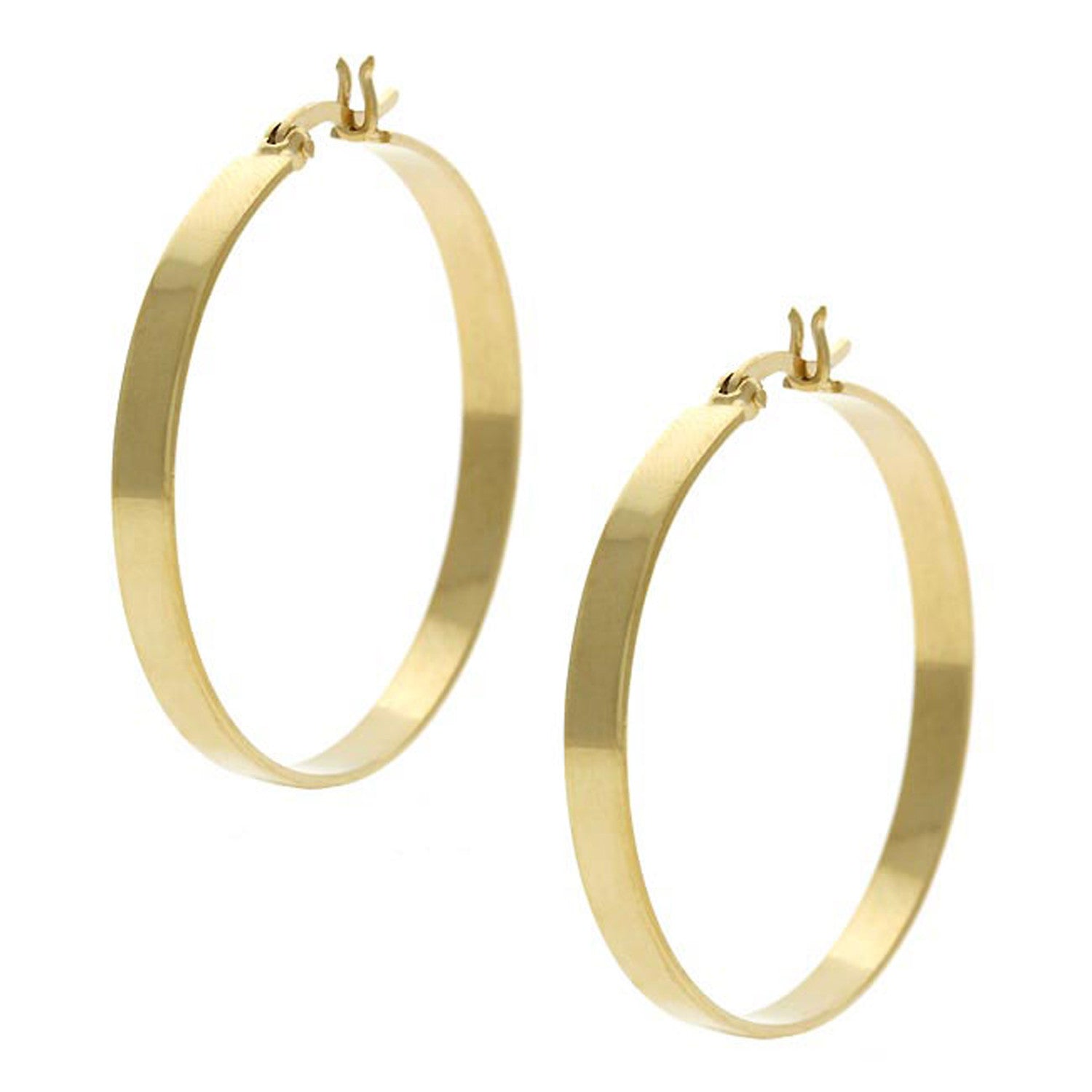 18k Gold Over Sterling Silver Large Saddleback Hoop Earrings