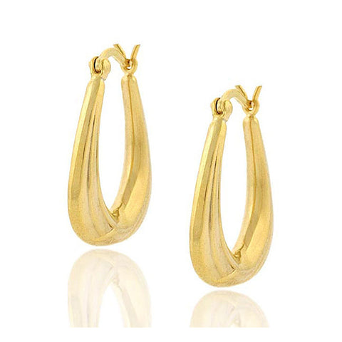 18k Gold Over Sterling Silver Triangle Saddleback Hoop Earrings