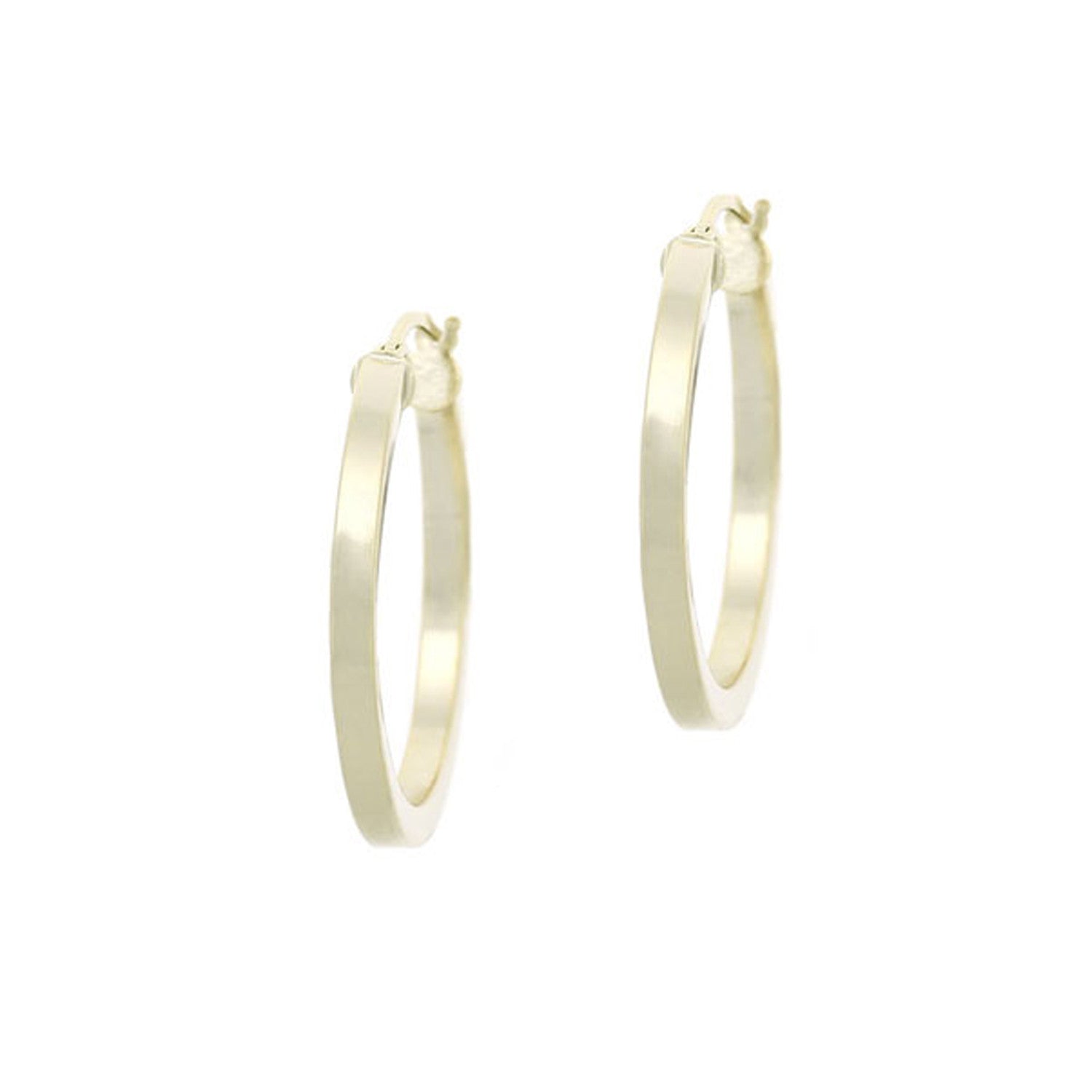 Polished Sterling Silver 25mm Saddleback Hoop Earrings - Gold