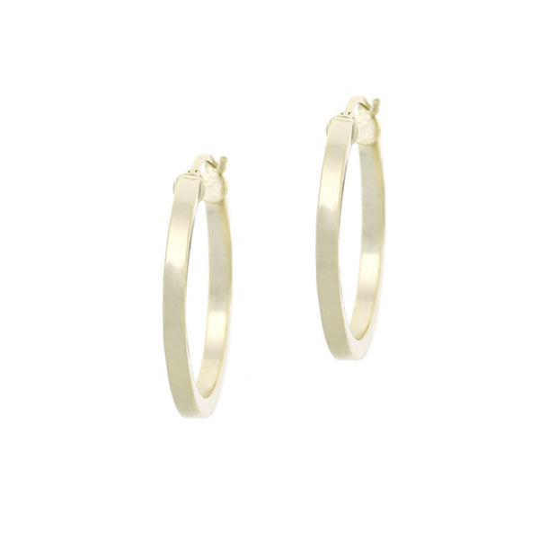 Polished Sterling Silver 25mm Saddleback Hoop Earrings - Gold