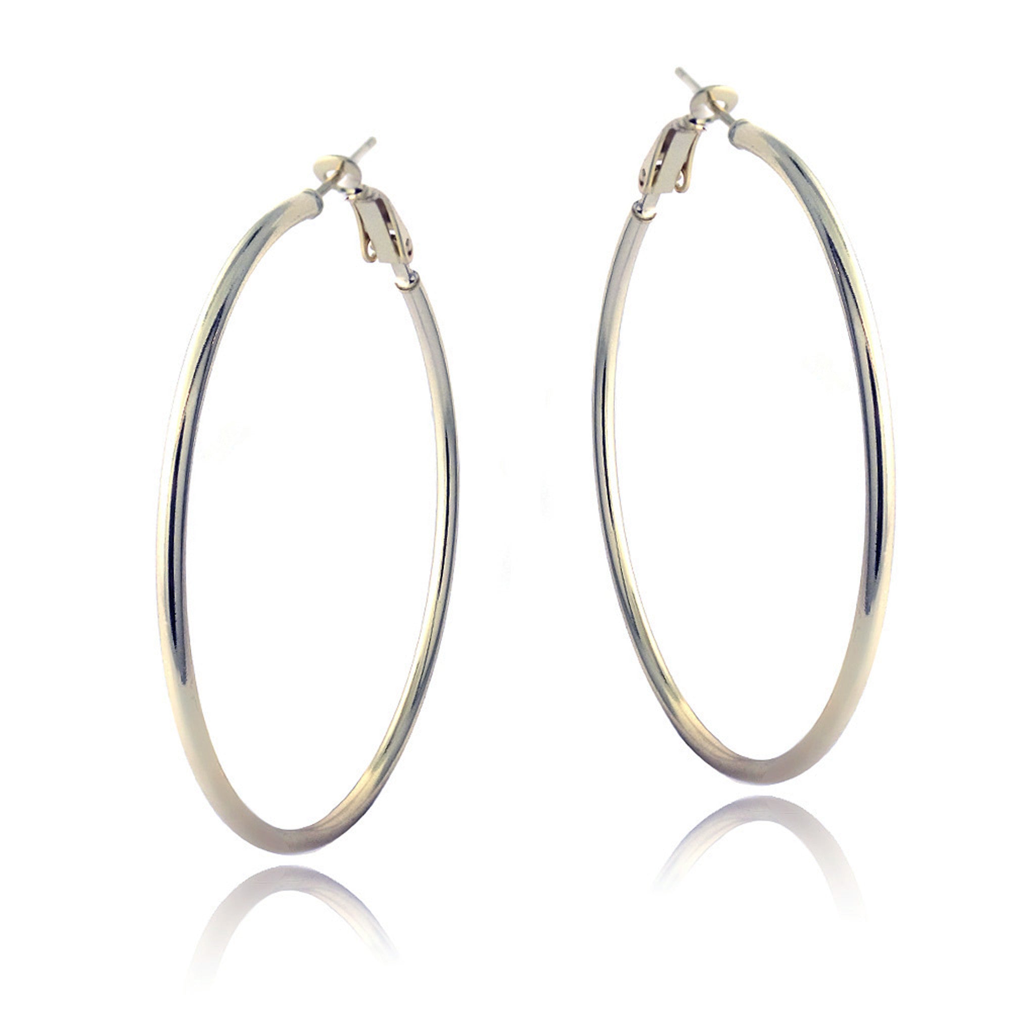 Sterling Silver 45mm Clip-in Hoop Earrings