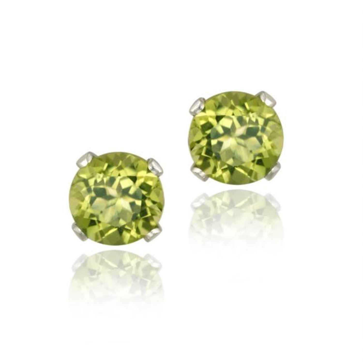 Sterling Silver 5mm Butterfly Clasp Stud Earrings - Peridot