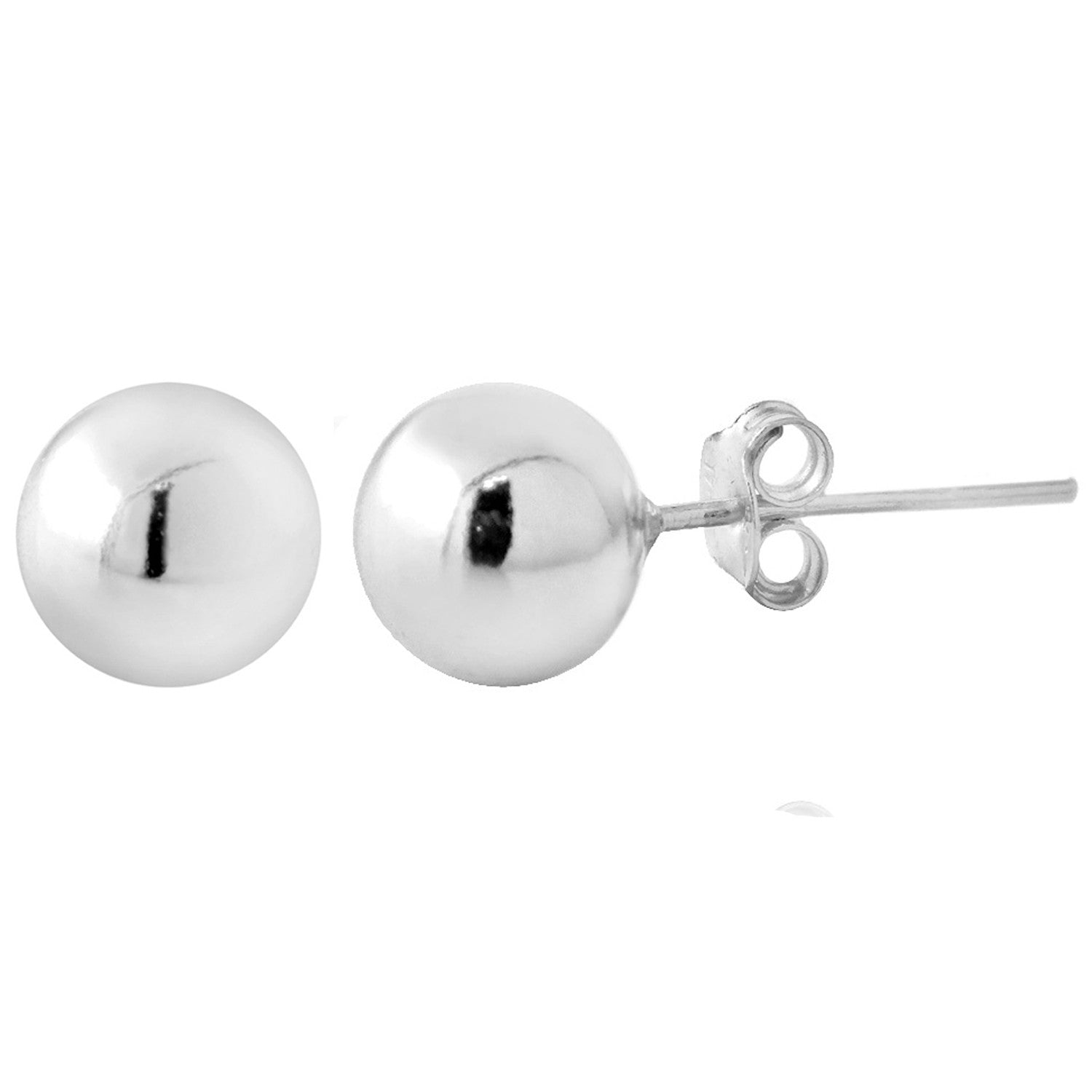 Sterling Silver Butterfly Clasp Ball Stud Earrings - 10mm