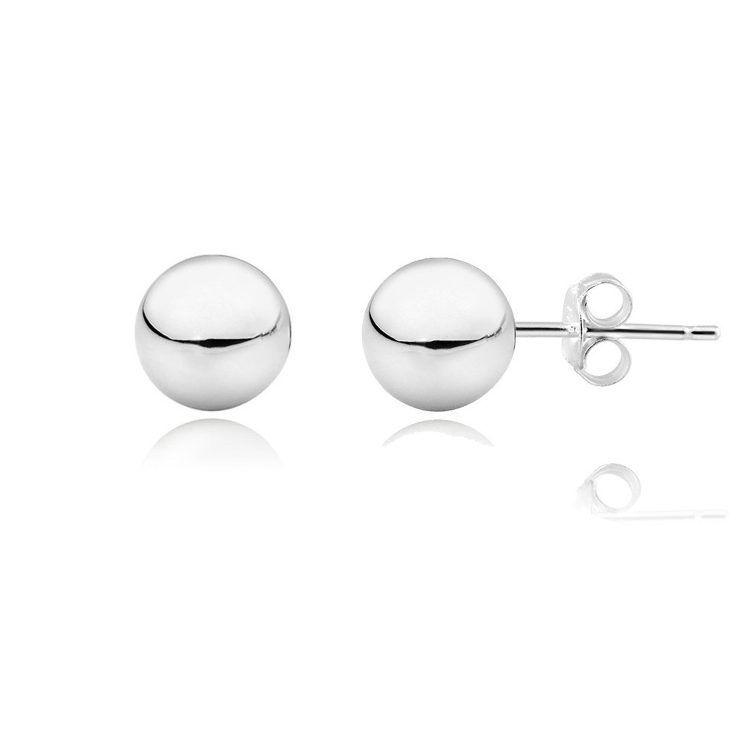 Sterling Silver Butterfly Clasp Ball Stud Earrings - 6mm