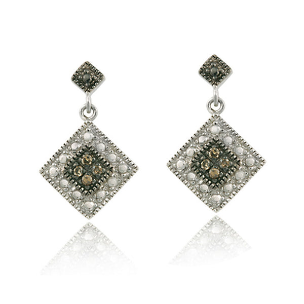 Brown Diamond Accented Sterling Silver Earrings
