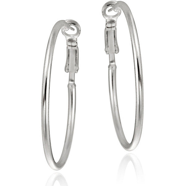 Sterling Silver Clip-in Hoop Earrings - Silver