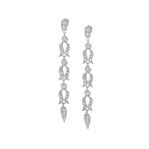 Cubic Zirconia Accent Sterling Silver Butterfly Clasp Dangle Earrings